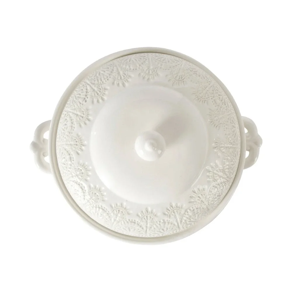 Pioneer‎ Woman Vintage Lace Stoneware Tureen Linen 11